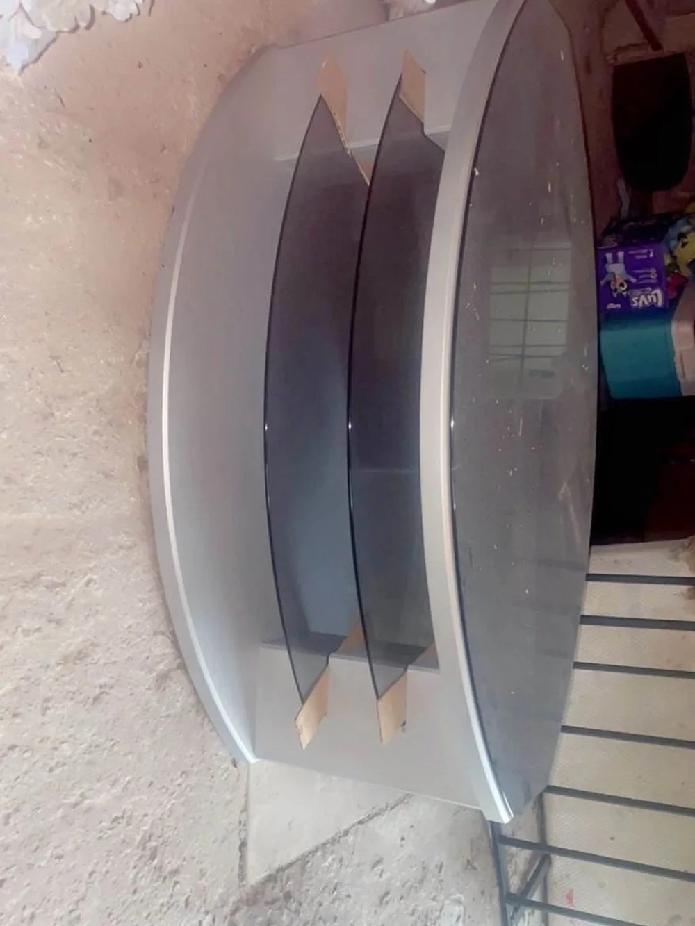 Modern Glass Top Coffee Table in Gray - Sleek Oval Serveware Accent